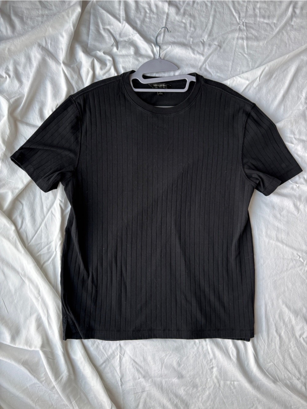 Banana Republic Black Ribbed Short Sleeve Top